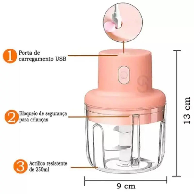 Mini processador de alimentos elétrico - 250ml